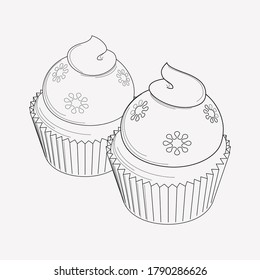 Cupcakes icon line element. Vector illustration of cupcakes icon line isolated on clean background for your web mobile app logo design.