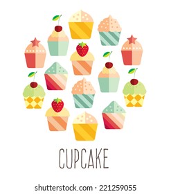 Cupcakes icons set in flat style