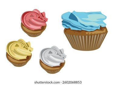 Cupcakes isolated on white background