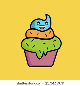 Cupcakes Kawaii. Vektordoodell-Zeichen