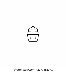 Cupcakes lineares Symbol. Dünne Illustration. Muffins. Contour-Symbol. Vektor-einzelne Rahmenzeichnung. Bearbeitbarer Hub