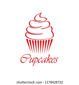 Cupcakes logo. Emblem for confectionery store. Flat design.