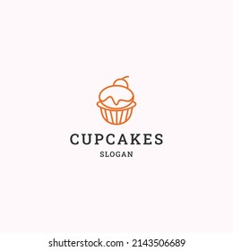 Cupcakes logo icon flat design template 