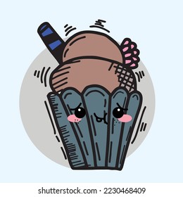 Cupcakes Mascot or emoticon collection  vector illustration