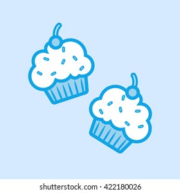 Cupcakes Muffin Vector Icon Simple Blue