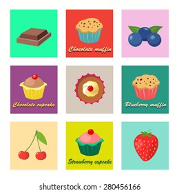 Cupcakes and muffins with main ingredients