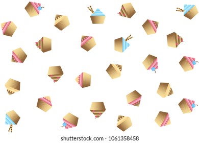 Cupcakes and muffins. Sweet dessert pattern. Vector illustration EPS10