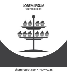 Cupcakes on a stand icon on the background