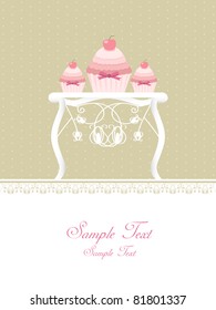 cupcakes on table - vintage design