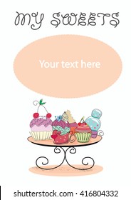 cupcakes on table.vector,illustration