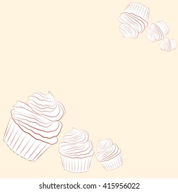  Cupcakes on a vanilla background. Vector illustration. Cake, muffin.