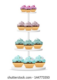 Cupcakes on a white stand. EPS10 vector. svg