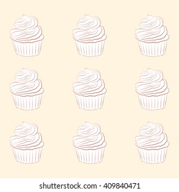 Cupcakes outlined on cream background