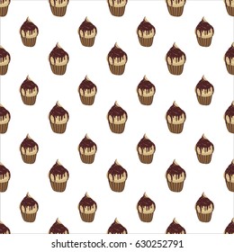 Cupcakes, pattern, food, desert, vector illustration  
