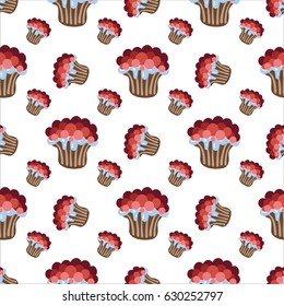 Cupcakes, pattern, food, desert, vector illustration  