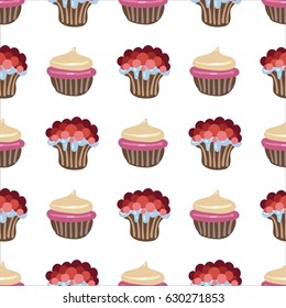 Cupcakes, pattern, food, desert, vector illustration  