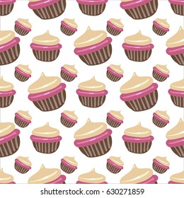 Cupcakes, pattern, food, desert, vector illustration  