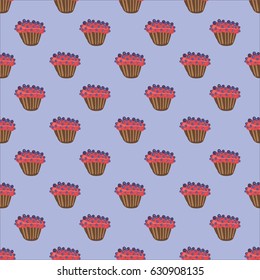 Cupcakes, pattern, food, desert vector illustration 