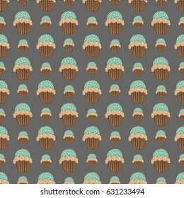 Cupcakes, pattern, food, desert, vector illustration 