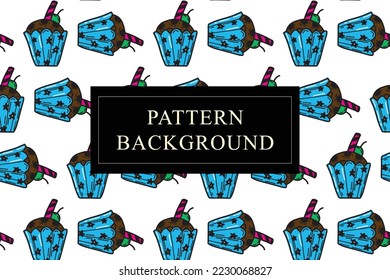 cupcakes pattern isolated on white background. pattern textile or giftbox templates 