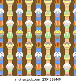 Cupcakes pattern, seamless, textile, wrapping paper.