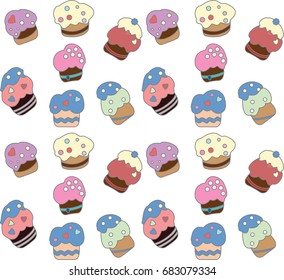 Cupcakes pattern. Vector Illustration.