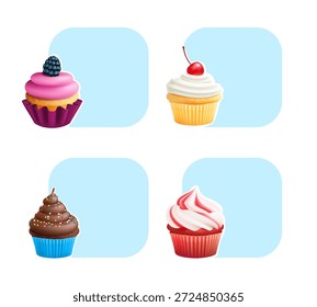Cupcakes. modelo realista de cupcakes e lugar vazio para texto pessoal