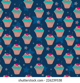 Cupcakes seamless pattern .