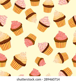 Cupcakes seamless pattern