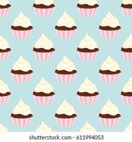  cupcakes seamless pattern