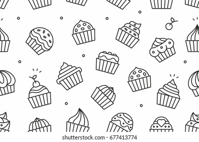 Cupcakes seamless pattern