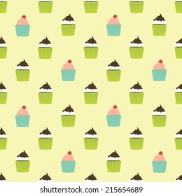 Cupcakes seamless pattern  background. Vector illustration