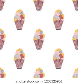 cupcakes seamless pattern, cute fun colors, texture elements, eps8