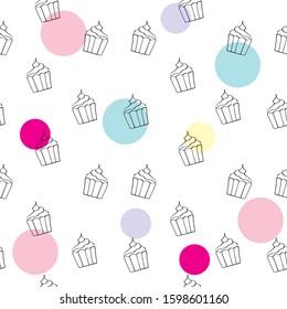 cupcakes seamless pattern in doodle style in vector. cupcakes pattern for fabric, textile, wrapping	