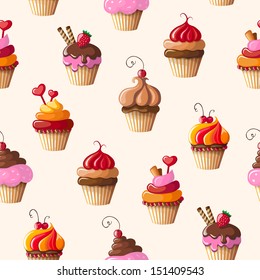 Cupcakes seamless pattern eps10 vector illustration