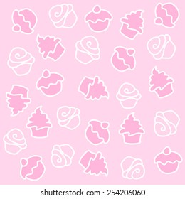 Cupcakes seamless pattern pink