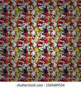 Cupcakes seamless pattern with watercolor on green, white and black background. Sweets background design. Vector illustration. Hand drawn doodle illustration with pastry.