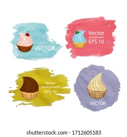 Cupcakes set eps10 vector illustration, 3D. 