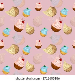 Cupcakes set eps10 vector illustration, 3D. 