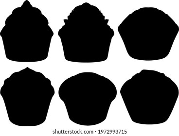 Cupcakes in a set. Sweet pastries. Vector image. 