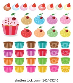 Cupcakes set. vector illustration.