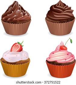 cupcakes set .vector illustration