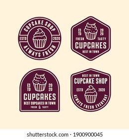 Cupcakes shop vector design premium logo