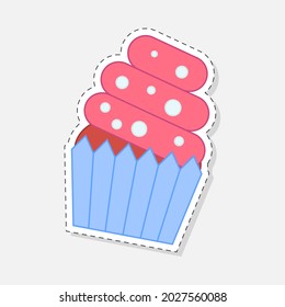 Cupcakes sticker. Vector illustration in a flat style