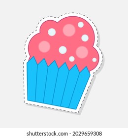 Cupcakes sticker. Vector illustration in a flat style