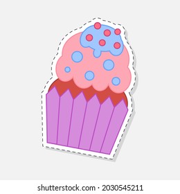 Cupcakes sticker. Vector illustration in a flat style