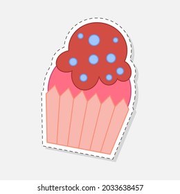 Cupcakes sticker. Vector illustration in a flat style