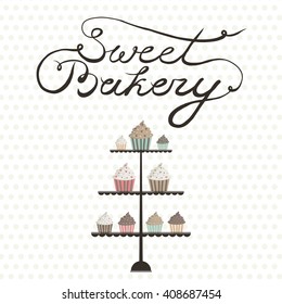  Cupcakes. Sweet cake. Cute vector card. Cute vector illustration for postcards, posters, stickers.