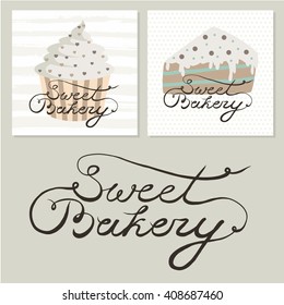  Cupcakes. Sweet  cake. Cute vector cards
