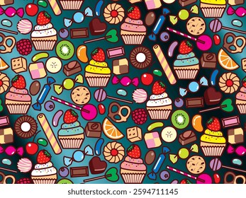 Cupcakes and sweets background illustration
